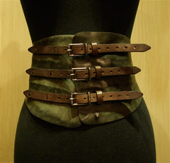 HTC Hollywood Trading Company Olive Green Peyote Belt