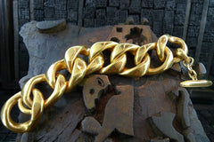 Vaubel Heavy Flat Open Link Chain Bracelet in 18K Yellow Gold Vermeil