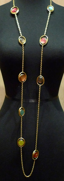 Steven Vaubel 18K Yellow Gold Vermeil Necklace with Multi Colored Stone Stations