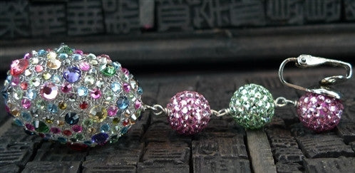 Roni Blanshay Rose and Chrysolite Bead with Birthday Stone Clip Earrings