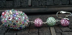 Roni Blanshay Rose and Chrysolite Bead with Birthday Stone Clip Earrings