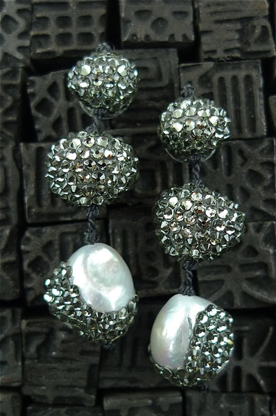 Roni Blanshay Swarovski Crystal Encrusted Pearl Nugget Earring