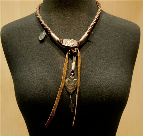 Kimme Winter Heart and Cross Leather Necklace