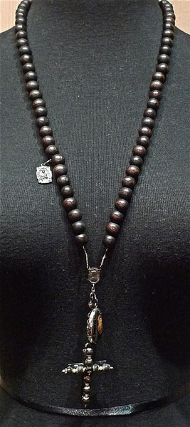 Kimmie Winter Wooden Rosary Necklace