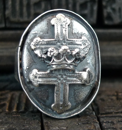 Goti Silver Cross Ring