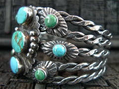 Southwestern Sterling SIlver and Turquoise Wide Cuff Bracelet