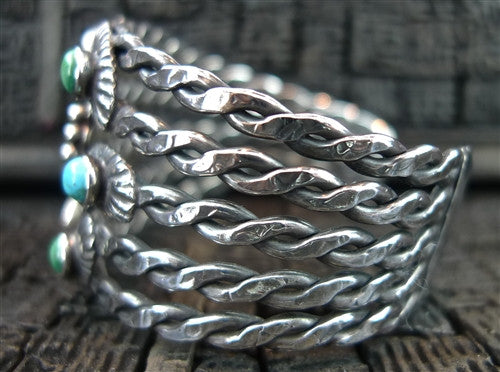 Southwestern Sterling SIlver and Turquoise Wide Cuff Bracelet