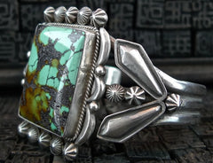 Southwestern Signed Sterling Silver and Turquoise Cuff Bracelet