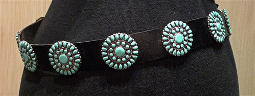 Southwestern Sterling Silver and Turquoise Concha Belt Signed MB