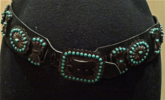 Southwestern Old Pawn Sterling Silver and Turquoise Concho Belt