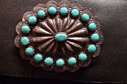 Southwestern Old Pawn Sterling Silver and Turquoise Concho Belt