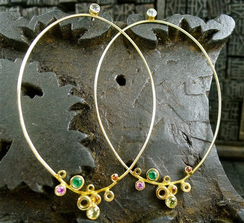 Gretchen Julius 18K Yellow Gold and Mixed Stone Earrings