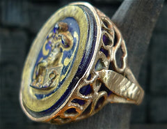 Antique Venetian Glass Intaglio Ring of a Putti