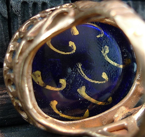 Antique Venetian Glass Intaglio Ring of a Putti