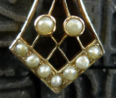 Vintage Seed Pearl Earrings in 14K Yellow Gold