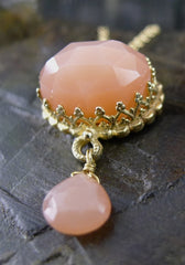 Becky Kelso 14K Yellow Gold and Apricot Moonstone Necklace/Pendant