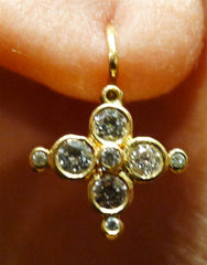 Erica Courtney Lever Cross Diamond Earrings in 18K Yellow Gold