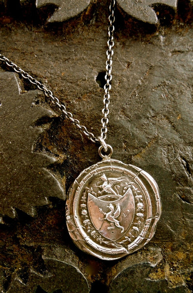 Pyrrha Griffon on Shield Sterling Silver Necklace