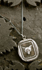 Pyrrha Fox Head Pendant Necklace in Sterling Silver