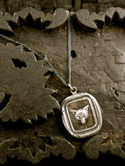 Pyrrha Fox Head Pendant Necklace in Sterling Silver