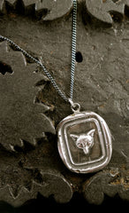 Pyrrha Fox Head Pendant Necklace in Sterling Silver