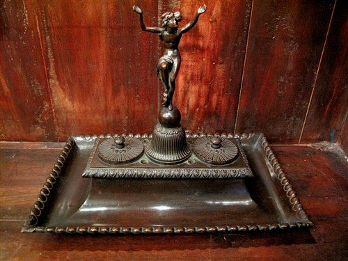 Vintage French Bronze Inkwell