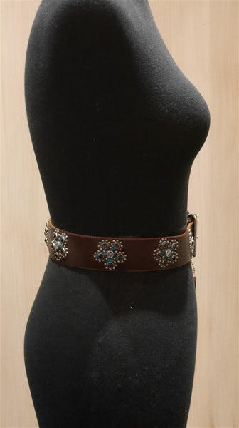 Hollywood Trading Company Turquoise Studded Belt