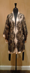 Jenny Packham Black Chantilly Lace and Nude Silk Robe