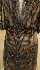 Jenny Packham Black and Nude Embellished Cocktail Dress