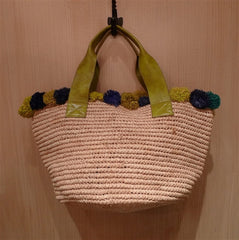 FloraBella Santanta Crochet Raffia and Leather Tote