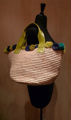 FloraBella Santanta Crochet Raffia and Leather Tote