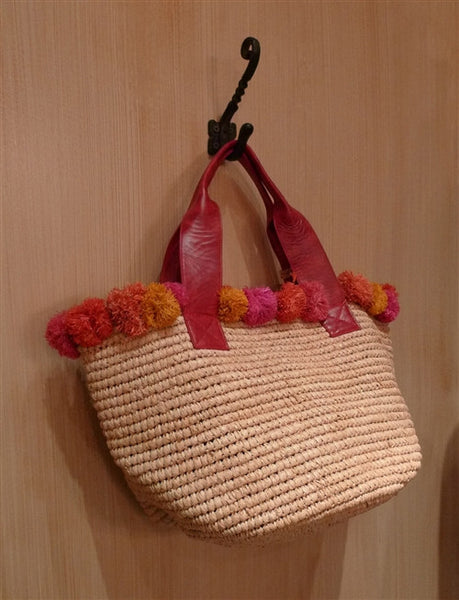 FloraBella Santanta Crochet Raffia and Leather Tote
