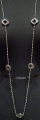 Roni Blanshay Long Pyrite Chain with Pave Crystal Clover Shaped Stations