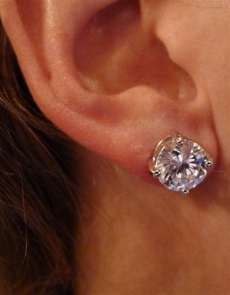 Jardin  CZ 6CT TW Round Diamond Stud Earrings in Sterling Silver