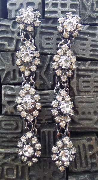 Erickson Beamon Rhodium Crystal Drop Earrings