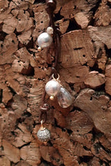 Rebecca Lankford Leather Lariat Necklace with Baroque Pearls and Diamond Charms