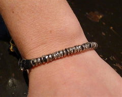 Goti Sterling Silver and Leather Line Bracelet