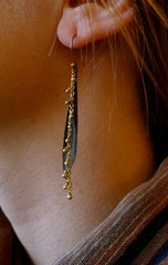 Laura Goulas 14K Yellow Gold and Oxidized Silver Earrings