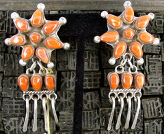 Southwestern Sterling Silver and Coral Earrings