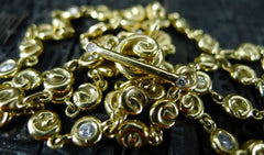 Erica Courtney 18K Yellow Gold and Alternating Diamond Fat Bezel Chain