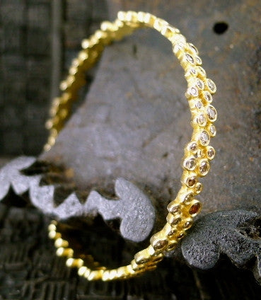 Annie Fensterstock Vega Bangle Bracelet with Fancy Diamonds in 18K Gold