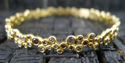 Annie Fensterstock Vega Bangle Bracelet with Fancy Diamonds in 18K Gold