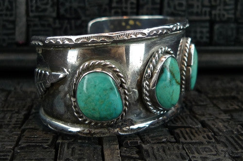 Southwestern  Sterling Silver and Turquoise Cuff Bracelet