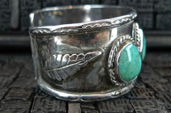 Southwestern  Sterling Silver and Turquoise Cuff Bracelet