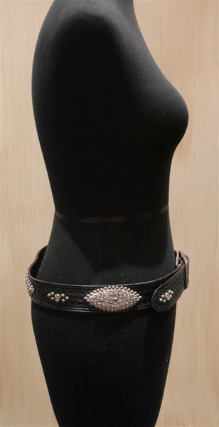 B-Low The Belt Silver Studded Black Belt