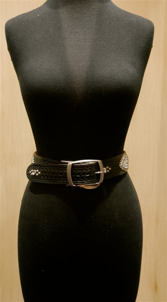 B-Low The Belt Silver Studded Black Belt