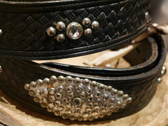 B-Low The Belt Silver Studded Black Belt