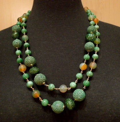 Roni Blanshay Acid Green Nugget Shagreen Necklace