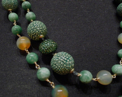 Roni Blanshay Acid Green Nugget Shagreen Necklace