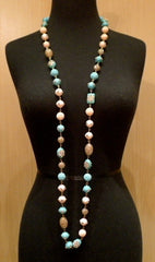 Roni Blanshay Turquoise and Coral Bead Necklace